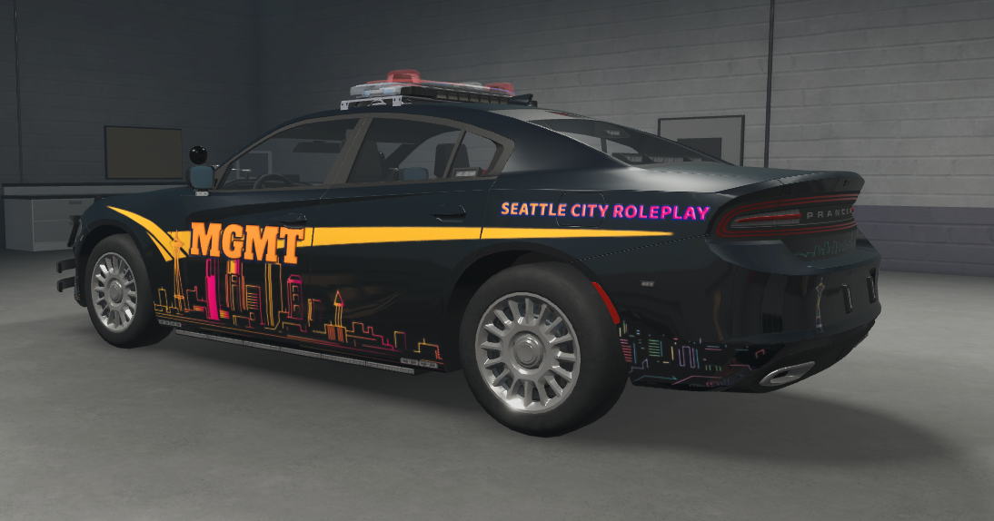 Seattle City Roleplay MGMT Charger with neon cityscape design